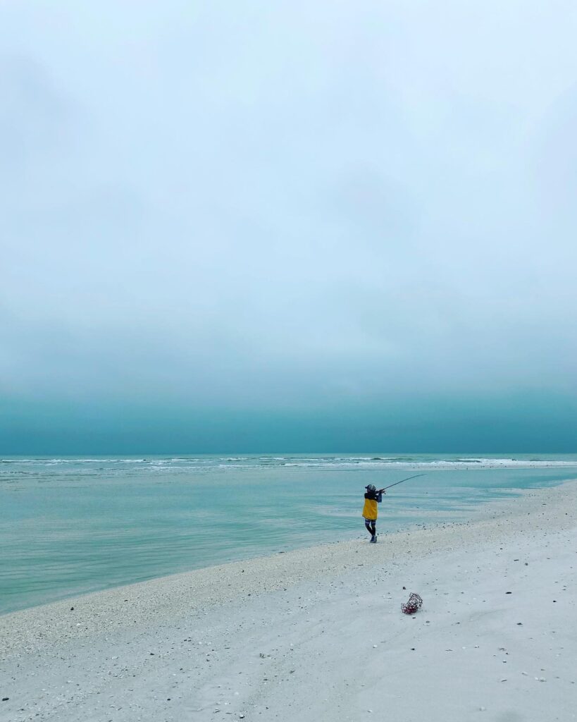 Fishing from the shoreline, Fishing on beach is one of the popular activities on Marco Island.