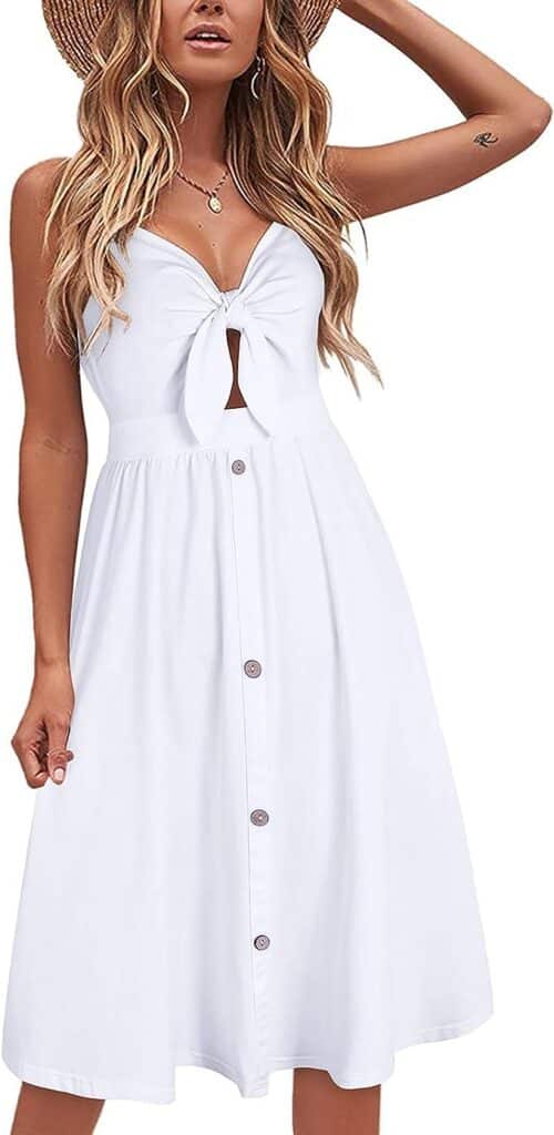 White front tie beach dress