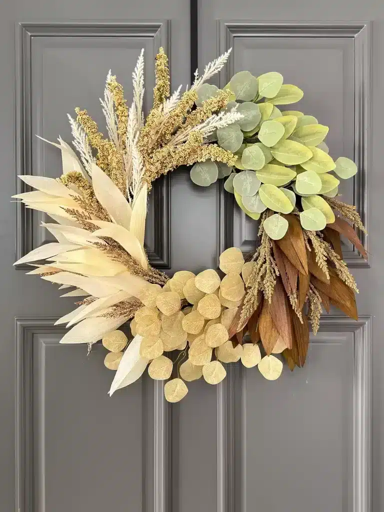 This is one of the more unique fall door wreaths from Amazon. 