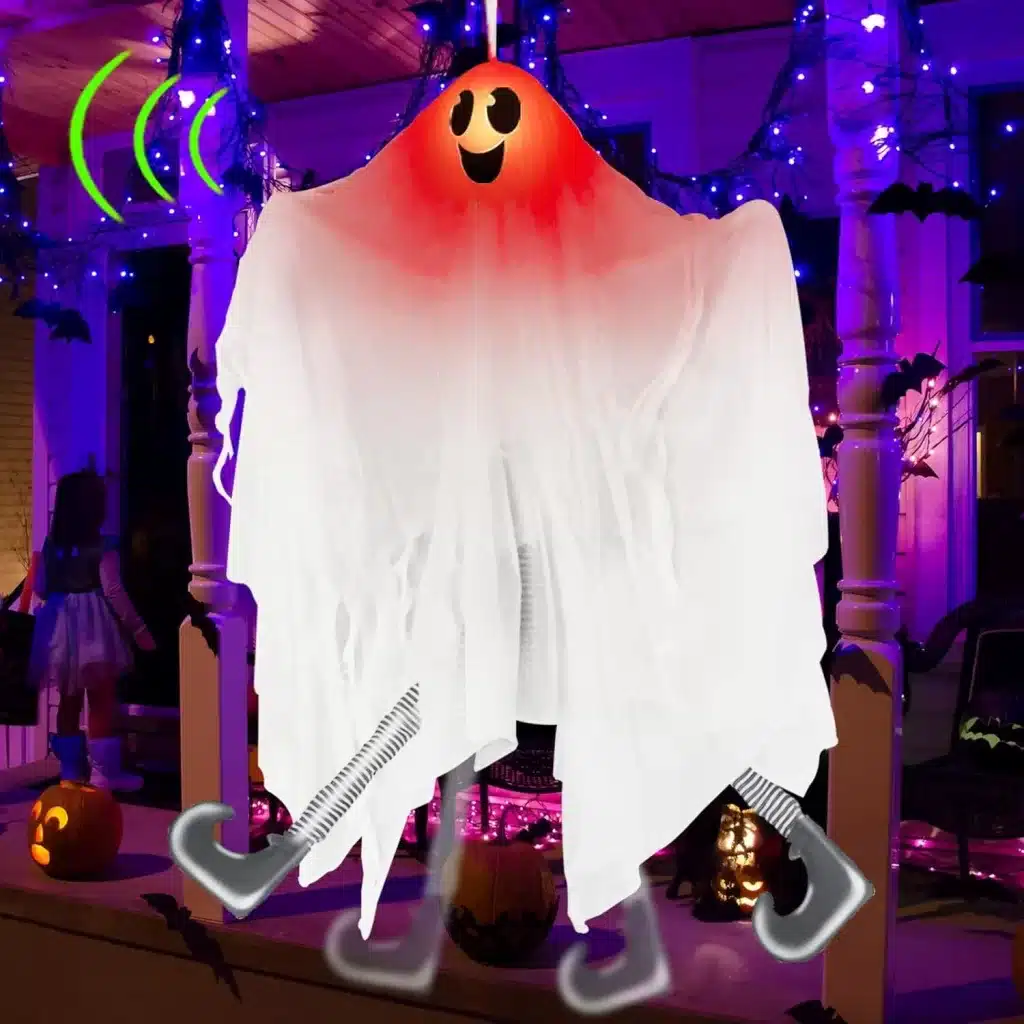 This animated ghost is a fun halloween decor to have outside. 