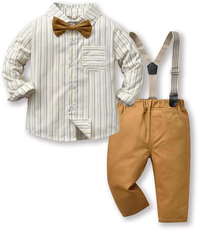 White and Tan Boys Christmas Outfit