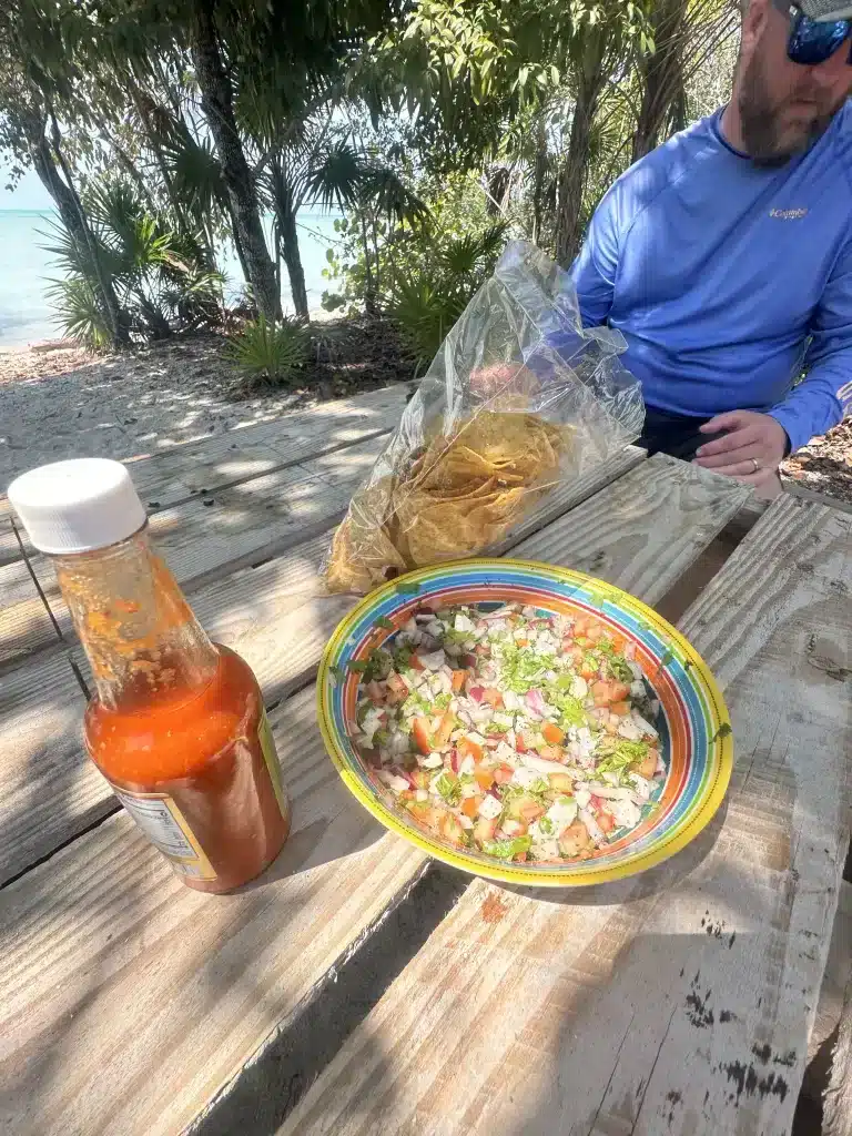 A snorkeling and fishing excursion is one of the fun things to do while on Caye Caulker or San Pedro, along with eating fresh ceviche. 