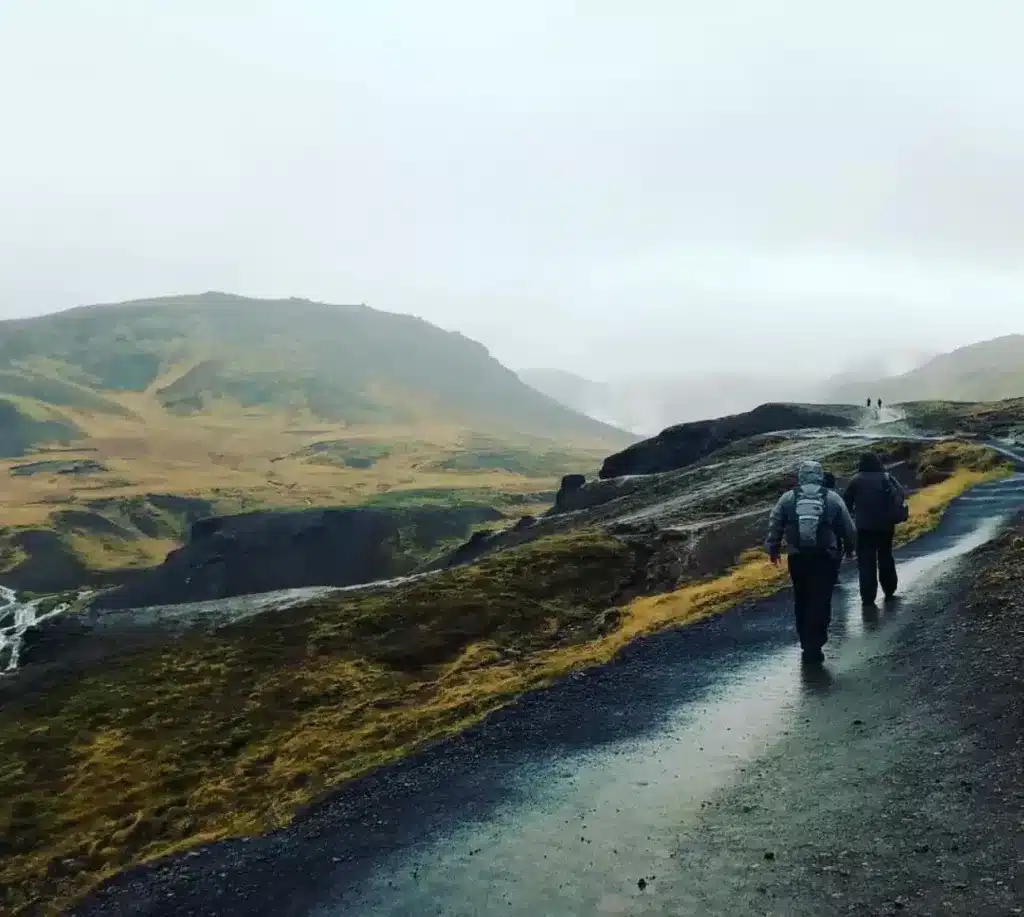 Reykjadalur Hot Springs hike near the Golden Circle in Iceland, which we brought our microfiber towel with. 