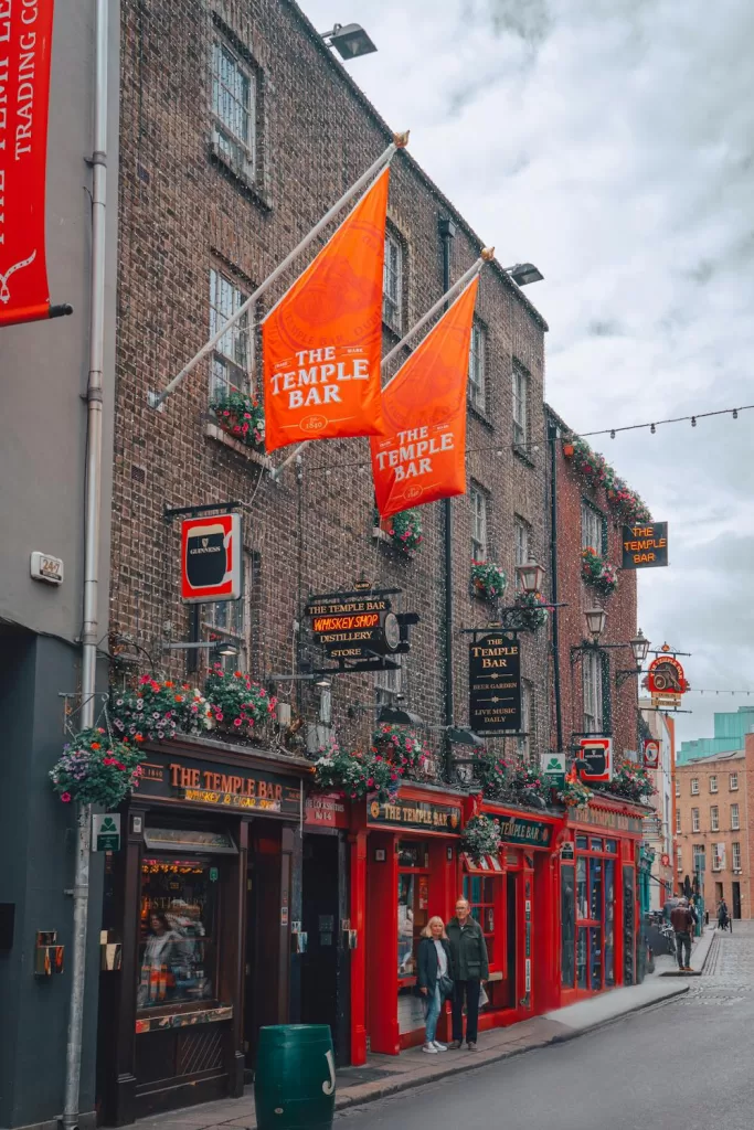 The Temple Bar is a popular bar in the Dublin's city center, a great place to stop after touring Guinness brewery.