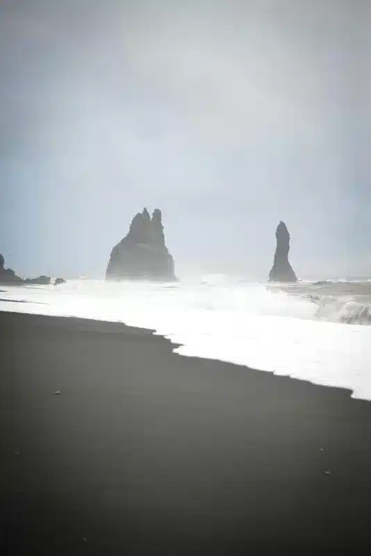 Reynisdrangar are towering basalt sea stacks.