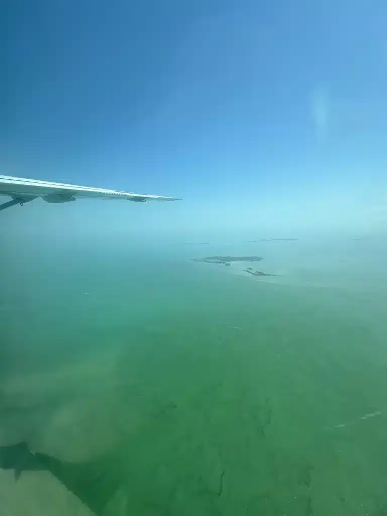 A view of the Caribbean from the Topic Air flight. 