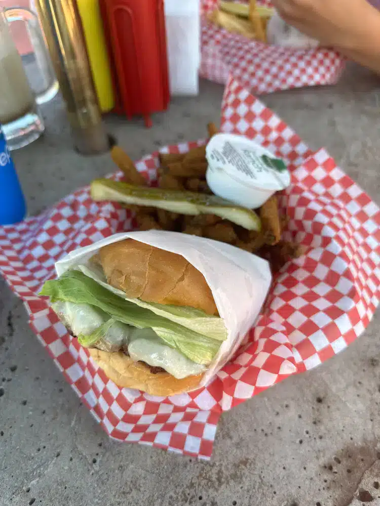 A bison burger at The Drive-In restaurant.