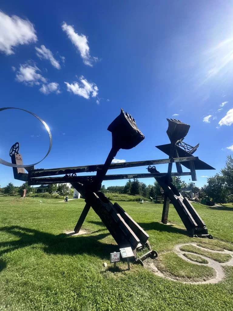 Iron sculpture at Franconia Sculpture garden which is a great family activity near Taylors Falls, MN.