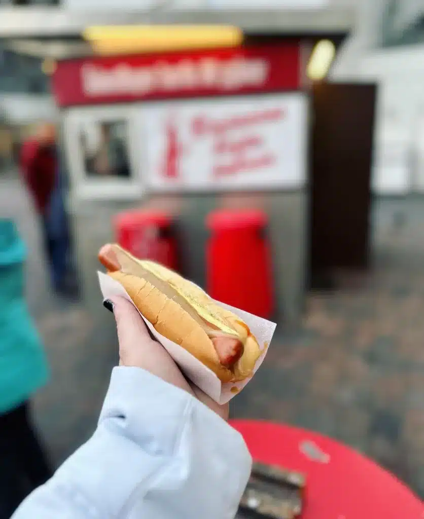 An Icelandic hot dog at the stand in Reykjavik. 