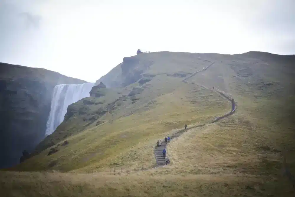 So many stairs at Skogafoss waterfall but the views are spectacular. 