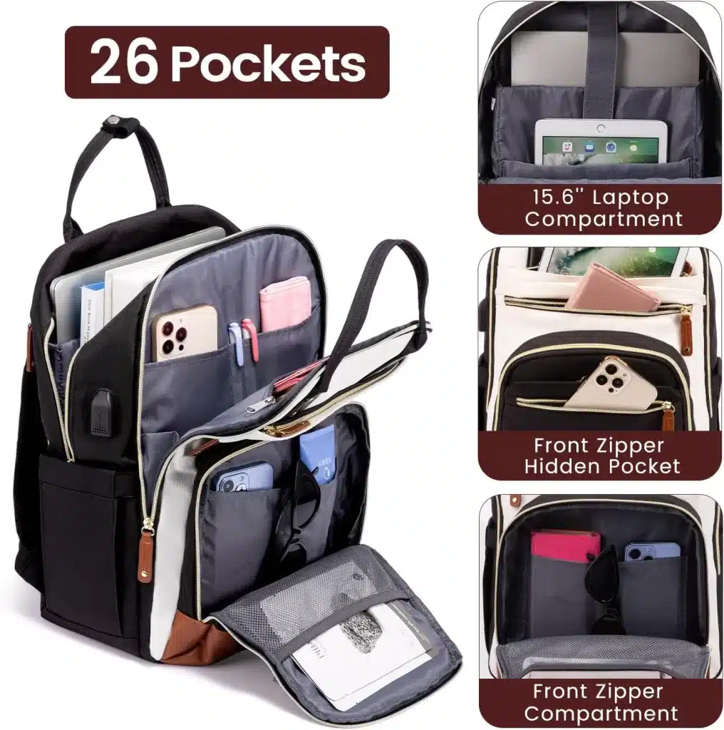 There are 26 pockets in this backpack for ultimate organization.