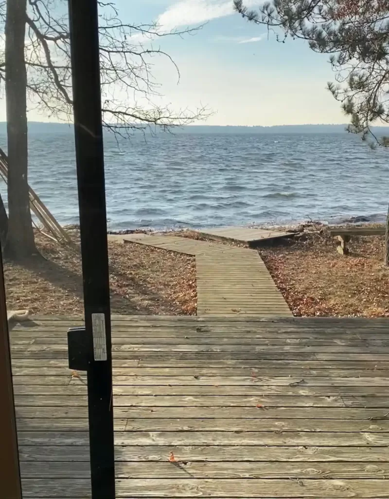 This lakeside retreat can be rented off of Airbnb and is near Hayward, Wi. 