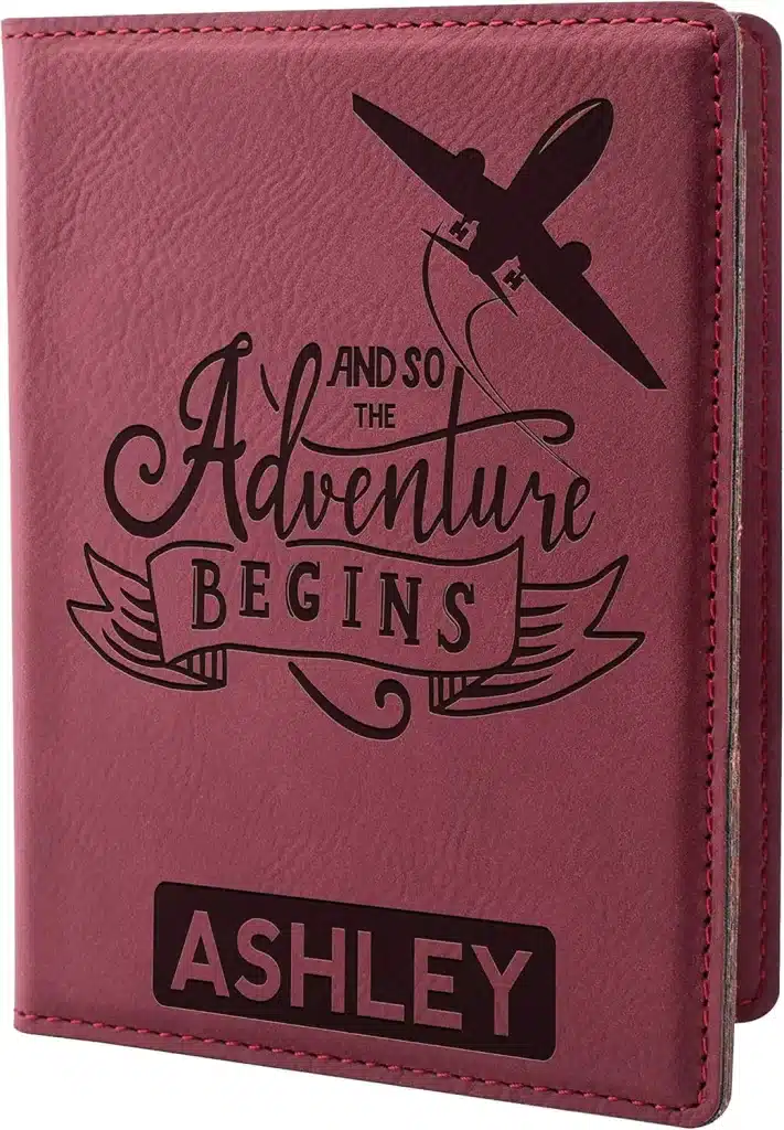 If you're looking for a unique gifts for someone traveling abroad, consider a personalized passport holder. 