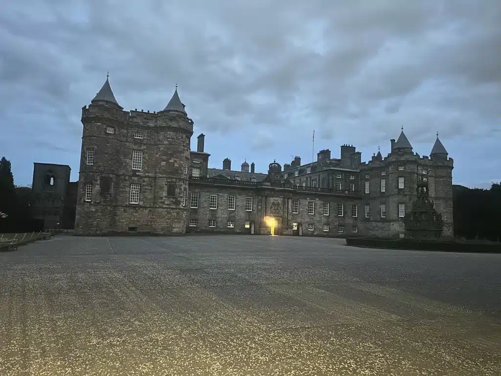 Holyrood Castle is at the end of the Royal Mile. 