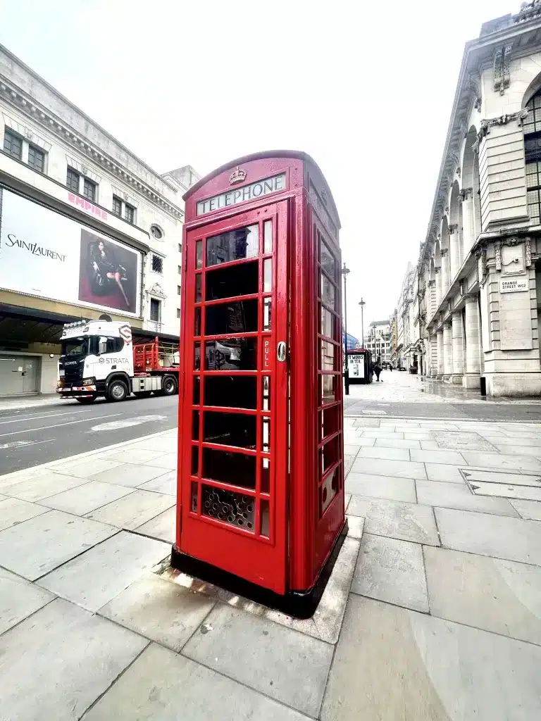 You will find classic telephone booths in many locations in London. 